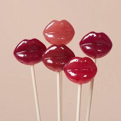 lips shaped lollipops on stick