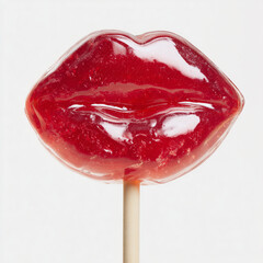 red lips shaped lollipop on stick