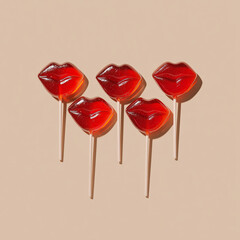 red lips shaped lollipops on stick