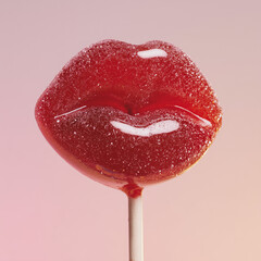 red lips shaped lollipop on stick