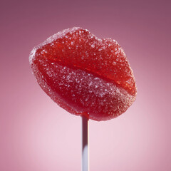 red lips shaped lollipop on stick