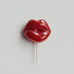 red lips shaped lollipop on stick