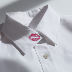 red lipstick kiss mark on shirt collar