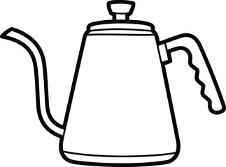 Obraz premium Simple line drawing of a modern gooseneck kettle for pour over coffee