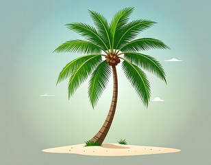 Tropical palm tree on a sandy island