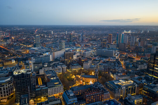Aerial view over Birmingham UK