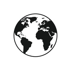 Obraz premium Minimalist black and white Earth globe icon a simple flat vector design element for global communication and digital project
