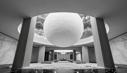 Naklejka premium Futuristic Monochrome Architectural Sphere