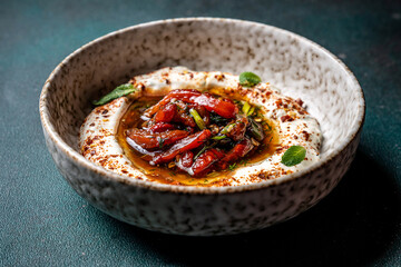 Marinated peppers in creamy tzatziki sauce