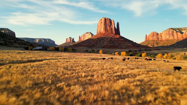 Sunset Over Red Rock Formations in a Wide Open Prairie Landscape