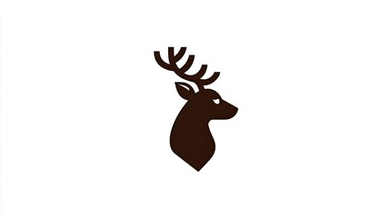 Stylized depiction of a male deer head with large antlers against a plain background