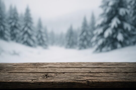 Wooded area with snow on the ground and trees. The snow is covering the ground and the trees are bare. The scene is peaceful and serene - Powered by Adobe