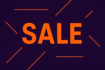 Purple background with orange letters that say Sale. The image has a bold and eye-catching design that draws attention to the sale
