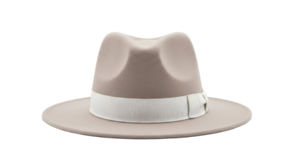 Elegant beige fedora hat isolated PNG, classic men s fashion accessory for formal wear and vintage style designs on transparent background