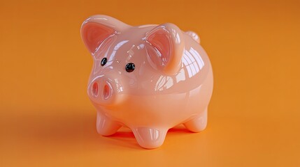 Glossy pink container shaped like a domestic animal sits on a vibrant orange surface