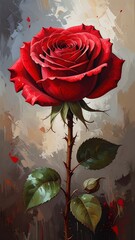 Vivid red rose on a dark background