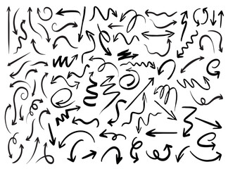 Set of colour drawing Arrows. Vector Illustration.