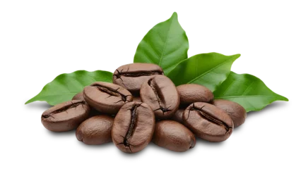 Fototapete Rund Cafe photo of coffee beans and coffee leaves  © MUHAMMAD DENNI
