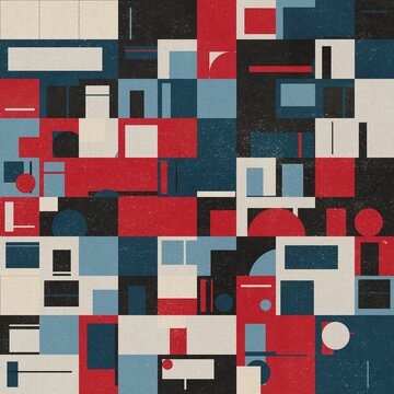 Signal Blocks in Red and Blue &mdash; code art album cover concept