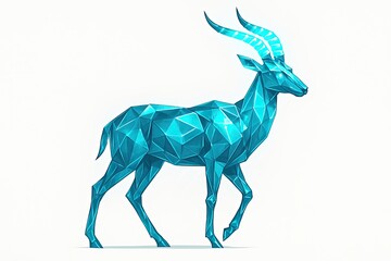 Geometric Blue Gazelle in Polygonal Style