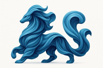 Majestic Blue Flowing Mythical Creature Sculpture