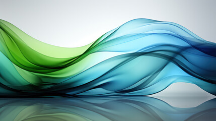 Fototapeta premium An abstract background image with smooth, translucent lines in green and blue hues. 