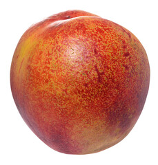 Ripe peach with smooth skin, yellow-red color, isolated background