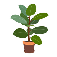 Illustration flower in a pot isolated on a white background. Interior item for comfort.