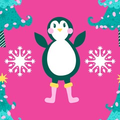 Christmas animals seamless penguin pattern for wrapping paper and fabrics and kids print