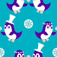 Christmas animals seamless penguin pattern for wrapping paper and fabrics and kids print