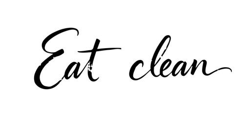 Eat clean calligraphy quote in elegant script for wellness designs
