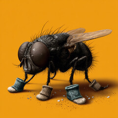 close up of a fly with socks