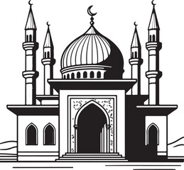 Taj Mahal vector illustration with domes and minarets in India
