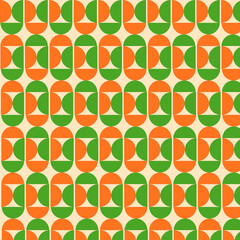 Orange and Green Geometric Seamless Pattern – Modern Retro Abstract Background