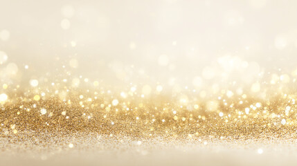 キラキラ輝く金色のボケと光の抽象的な背景
