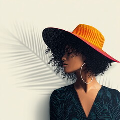 Wall Art African American Woman Hat Body View