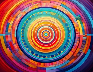 abstract concentric circles with vibrant colors and geometric shapes