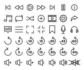 Media player icons set