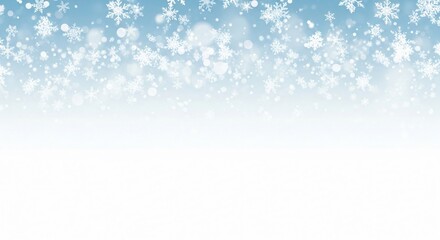 Winter background with falling snowflakes and soft blue gradient for festive design