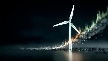 Wind turbine generating energy with digital effects - Powered by Adobe