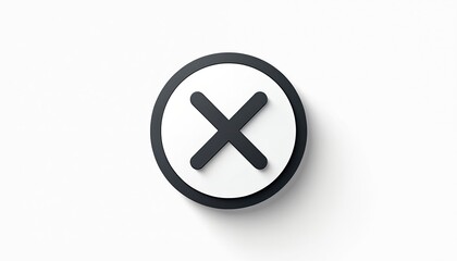 Fototapeta premium Black and white close button icon illustration. Cancel or remove symbol inside white circle with black frame. Minimalistic design represents interface element