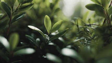 Obraz premium Delicate green leaves in a tranquil botanical setting, organic growth