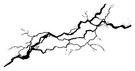Hand drawn jagged wall crack or ground fissure silhouette vector illustration