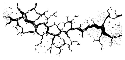 Deep ground crack or wall fracture with textured soil vector illustration