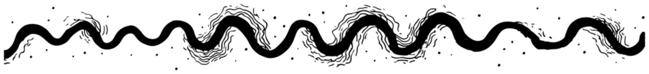 Hand drawn textured wavy line with scribbles and dots vector illustration
