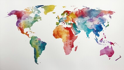 Colorful Watercolor World Map