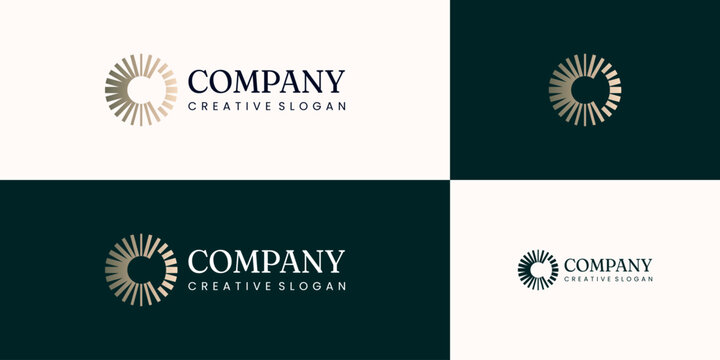 O C Initial Light Circle Elegant Luxury Symbol Logo Design Vector Template