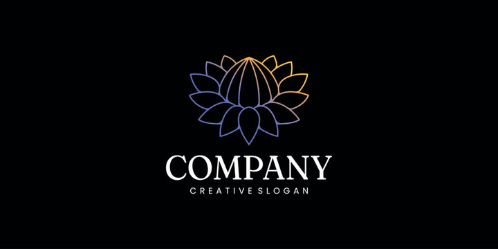 Premium Minimalist Symbol Logo Lotus Spa Meditation Nature Beauty Business Gradient Template