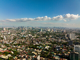 Fototapeta premium Aerial view of Manila is the capital of the Philippines with modern buildings and skyscrapers.