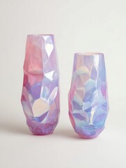 Gleaming champagne flutes designed with artistic gold latticework and soft pastel reflections of light